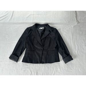 Women's New York & Company Dark Blue Button Up Blazer Size 14, Sporty, Dressy